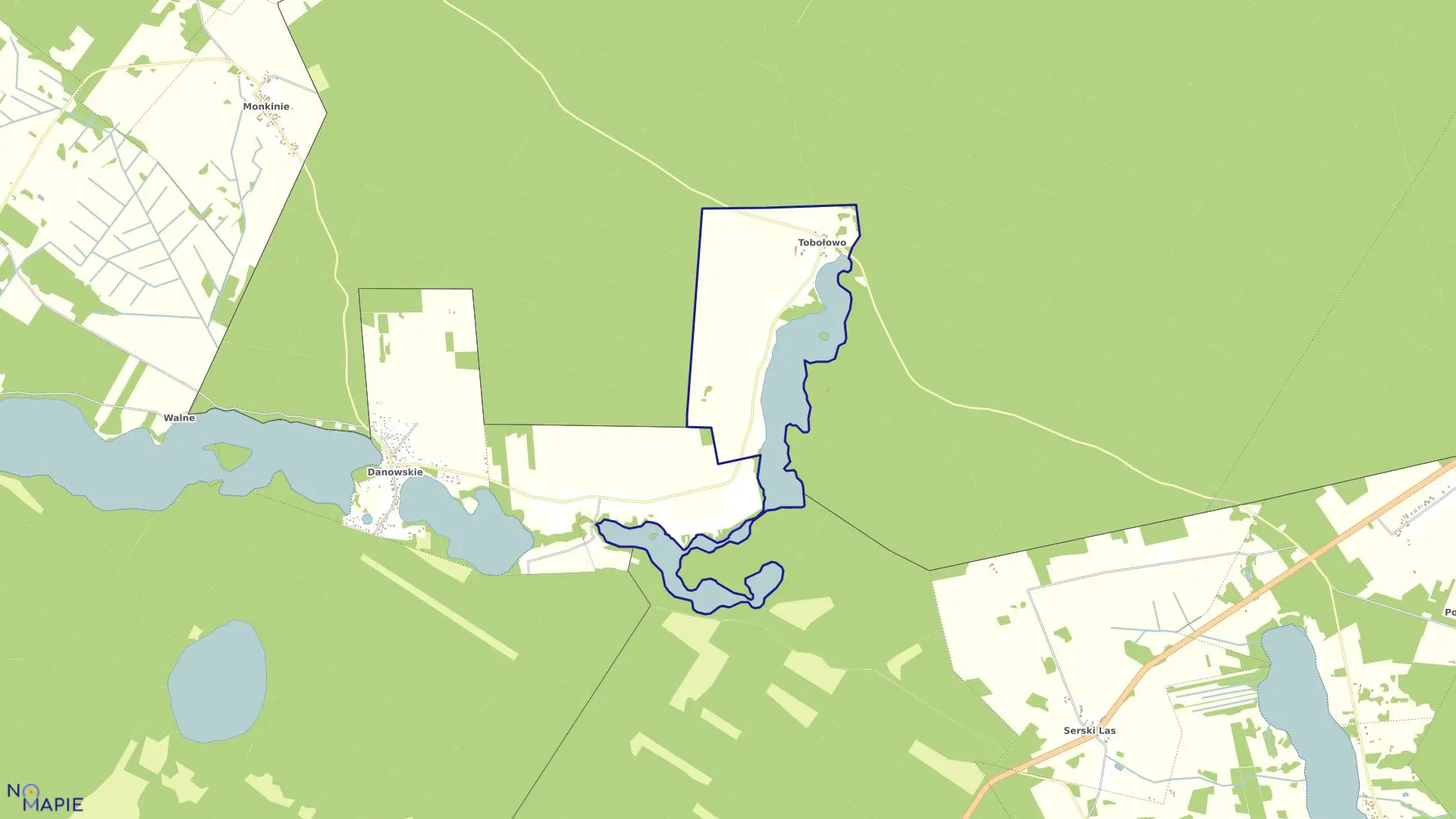 Mapa obrębu TOBOŁOWO w gminie Nowinka